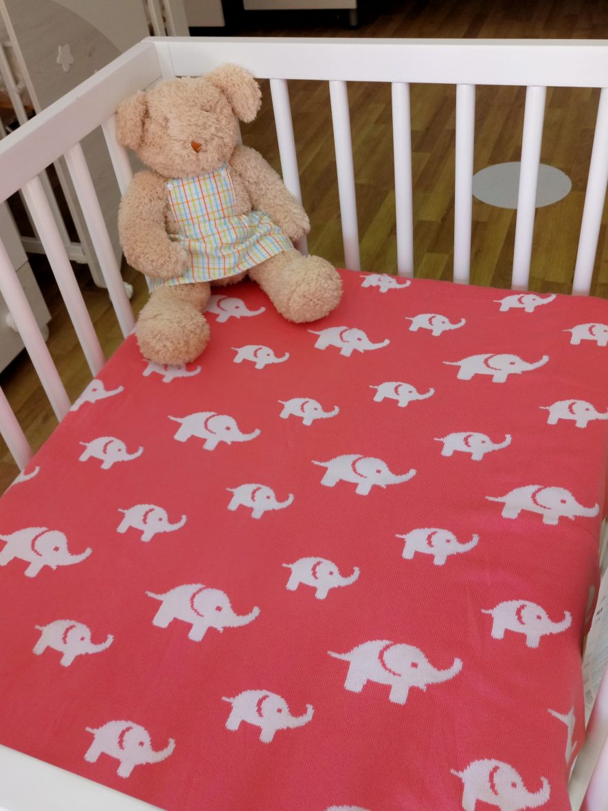 COUVERTURE COTON BEBE 80*100 ELE CORAIL