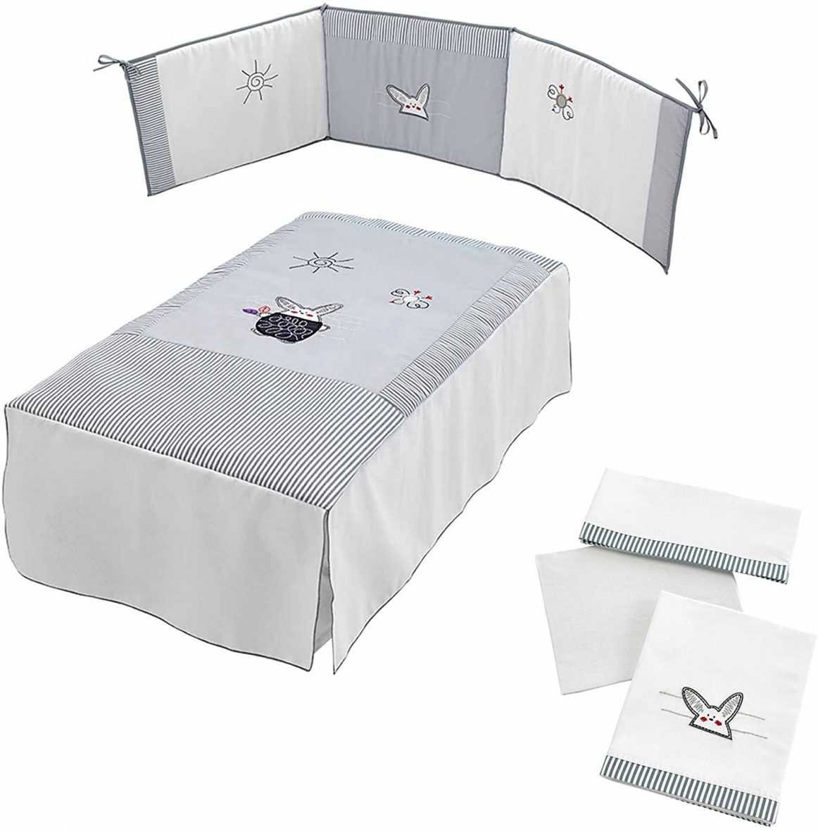 Micuna Lapin – Pack de couette, tour de lit et ensemble de draps pour berceau