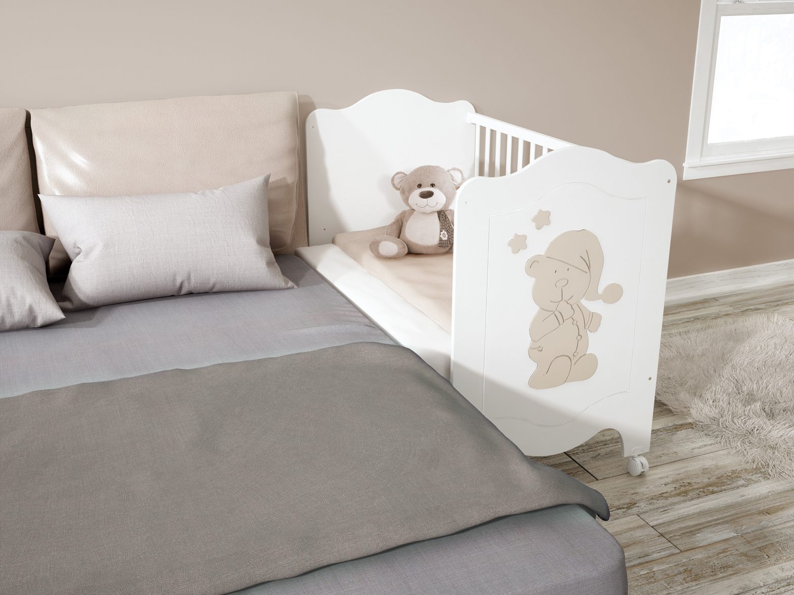 Sleepy Bear [Blanco Mate_Tierra Claro] (colecho)